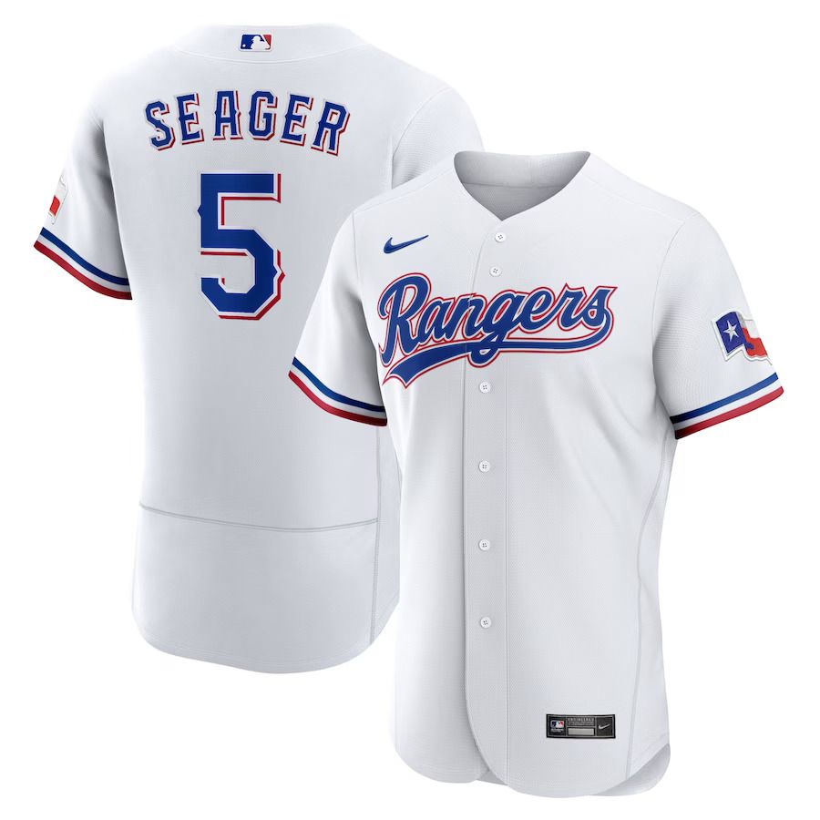Men Texas Rangers #5 Corey Seager Nike White Home Authentic Player MLB Jersey